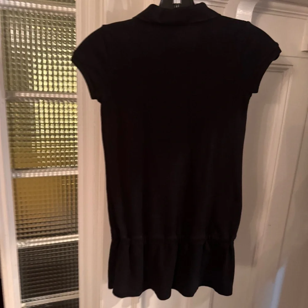 GIRLS POLO RALPH LAUREN DRESS Sz 7 BLACK COTTON BLUE HORSE BUTTON FRONT